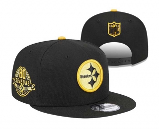 NFL Pittsburgh Steelers New Era Black 80th Seasons Side Patch 9FIFTY Snapback Hat 3057