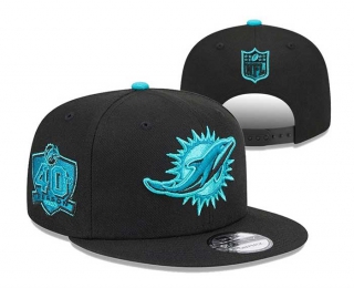 NFL Miami Dolphins New Era Black 40th Seasons Side Patch 9FIFTY Snapback Hat 3013