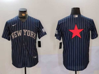 Men's MLB New York Yankees Blank Navy Pinstripe Cool Base Stitched Nike Baseball Jersey (4)