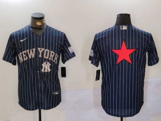 Men's MLB New York Yankees Blank Navy Pinstripe Cool Base Stitched Nike Baseball Jersey (5)