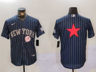 Men's MLB New York Yankees Blank Navy Pinstripe Cool Base Stitched Nike Baseball Jersey (6)