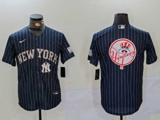 Men's MLB New York Yankees Blank Navy Pinstripe Cool Base Stitched Nike Baseball Jersey (8)