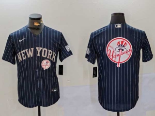 Men's MLB New York Yankees Blank Navy Pinstripe Cool Base Stitched Nike Baseball Jersey (9)