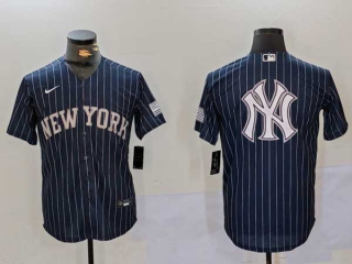 Men's MLB New York Yankees Blank Navy Pinstripe Cool Base Stitched Nike Baseball Jersey (10)