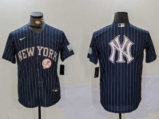 Men's MLB New York Yankees Blank Navy Pinstripe Cool Base Stitched Nike Baseball Jersey (12)