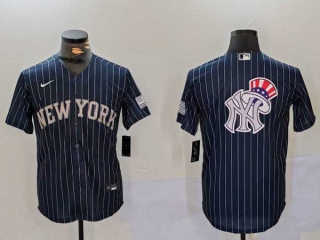 Men's MLB New York Yankees Blank Navy Pinstripe Cool Base Stitched Nike Baseball Jersey (16)