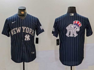 Men's MLB New York Yankees Blank Navy Pinstripe Cool Base Stitched Nike Baseball Jersey (17)