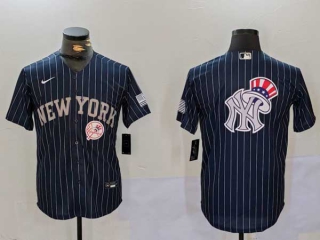 Men's MLB New York Yankees Blank Navy Pinstripe Cool Base Stitched Nike Baseball Jersey (18)