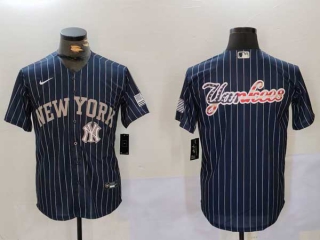 Men's MLB New York Yankees Blank Navy Pinstripe Cool Base Stitched Nike Baseball Jersey (20)