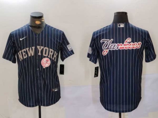 Men's MLB New York Yankees Blank Navy Pinstripe Cool Base Stitched Nike Baseball Jersey (21)