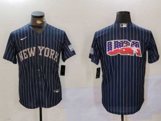 Men's MLB New York Yankees Blank Navy Pinstripe Cool Base Stitched Nike Baseball Jersey (22)