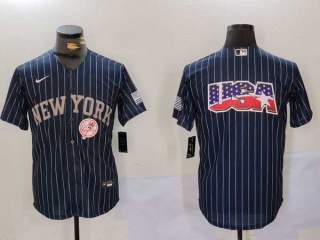 Men's MLB New York Yankees Blank Navy Pinstripe Cool Base Stitched Nike Baseball Jersey (23)