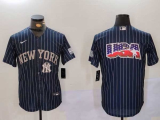 Men's MLB New York Yankees Blank Navy Pinstripe Cool Base Stitched Nike Baseball Jersey (24)