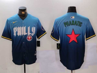 Men's MLB Philadelphia Phillies Blank Blue 2024 City Connect Phanatic Patch Cool Base Stitched Nike Baseball Jersey (2)