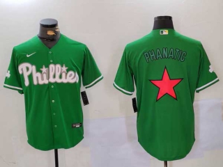 Men's MLB Philadelphia Phillies Blank Green Phanatic Patch Cool Base Stitched Nike Baseball Jersey (1)