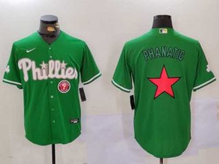 Men's MLB Philadelphia Phillies Blank Green Phanatic Patch Cool Base Stitched Nike Baseball Jersey (2)