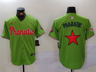 Men's MLB Philadelphia Phillies Blank Light Green Phanatic Patch Cool Base Stitched Nike Baseball Jersey (1)