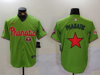 Men's MLB Philadelphia Phillies Blank Light Green Phanatic Patch Cool Base Stitched Nike Baseball Jersey (2)