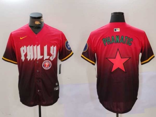 Men's MLB Philadelphia Phillies Blank Red 2024 City Connect Phanatic Patch Cool Base Stitched Nike Baseball Jersey (2)