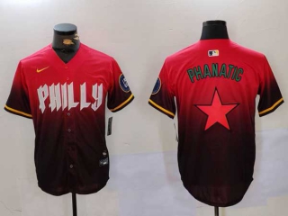 Men's MLB Philadelphia Phillies Blank Red 2024 City Connect Phanatic Patch Cool Base Stitched Nike Baseball Jersey (1)