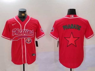 Men's MLB Philadelphia Phillies Blank Red Phanatic Patch Cool Base Stitched Nike Baseball Jersey (2)