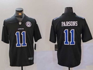 Men's NFL Dallas Cowboys #11 Micah Parsons Black Vapor Logo Patch Limited Stitched Football Nike Jersey