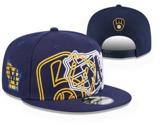 MLB Milwaukee Brewers New Era Navy Game Day Overlap 9FIFTY Adjustable Snapback Hat 3001