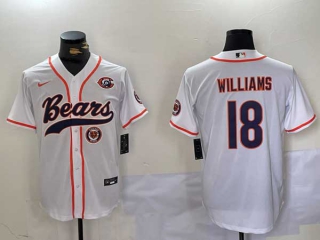 Men's NFL Chicago Bears #18 Caleb Williams White Logo Throwback With Patch Cool Base Stitched Baseball Jersey