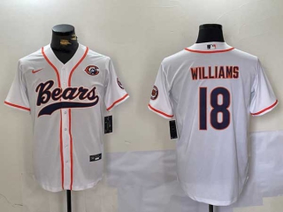 Men's NFL Chicago Bears #18 Caleb Williams White Throwback With Patch Cool Base Stitched Baseball Jersey