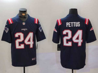 Men's NFL New England Patriots #24 Dell Pettus Navy Vapor Limited Stitched Nike Football Jersey