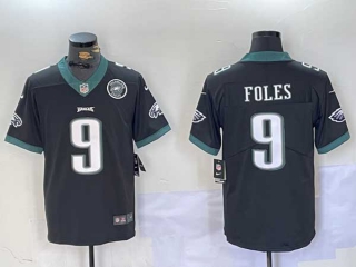 Men's NFL Philadelphia Eagles #9 Nick Foles Black Patch Limited Nike Football Jersey