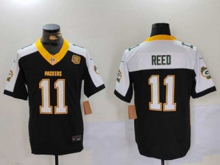 Men's NFL Green Bay Packers #11 Jayden Reed Black White 2024 F.U.S.E. 13 Time World Champions And Home Patch Vapor Untouchable Limited Football Stitched Jersey