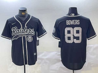 Men's NFL Las Vegas Raiders #89 Brock Bowers Black Logo Cool Base Baseball Nike Stitched Jersey