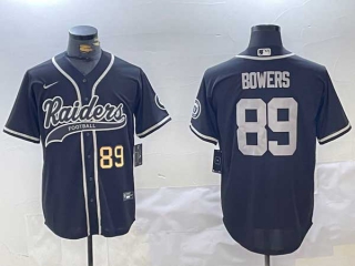 Men's NFL Las Vegas Raiders #89 Brock Bowers Black Number Cool Base Baseball Nike Stitched Jersey