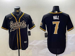 Men's NFL New Orleans Saints #7 Taysom Hill Black Cool Base Stitched Nike Baseball Jersey