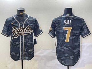 Men's NFL New Orleans Saints #7 Taysom Hill Camo Cool Base Stitched Nike Baseball Jersey