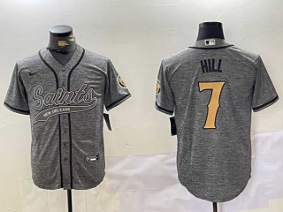 Men's NFL New Orleans Saints #7 Taysom Hill Graphite Cool Base Stitched Nike Baseball Jersey