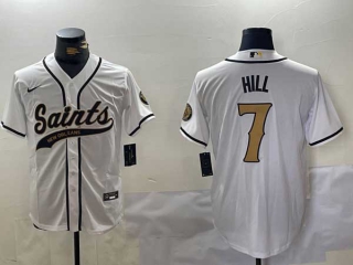 Men's NFL New Orleans Saints #7 Taysom Hill White Cool Base Stitched Nike Baseball Jersey