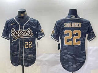 Men's NFL New Orleans Saints #22 Rashid Shaheed Camo Gold Number Stitched Nike Baseball Jersey