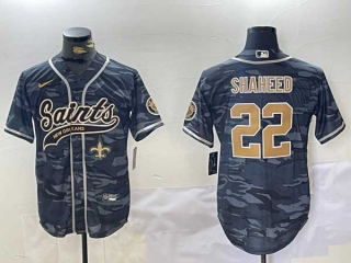 Men's NFL New Orleans Saints #22 Rashid Shaheed Camo Logo Stitched Nike Baseball Jersey