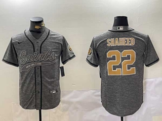 Men's NFL New Orleans Saints #22 Rashid Shaheed Graphite Cool Base Stitched Nike Baseball Jersey