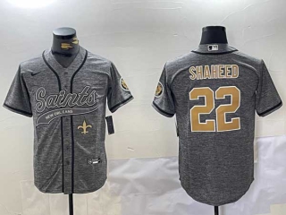 Men's NFL New Orleans Saints #22 Rashid Shaheed Graphite Logo Cool Base Stitched Nike Baseball Jersey