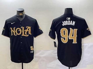 Men's NFL New Orleans Saints #94 Cameron Jordan Black Nola Stitched Nike Baseball Jersey