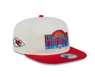 NFL Kansas City Chiefs New Era White Red Pro Bowl Patch Golfer Snapback Hat 6079