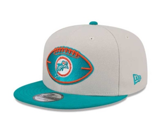 NFL Miami Dolphins New Era Cream Aqua 2024 Historic Sideline Side Patch 9FIFTY Snapback Hat 6052