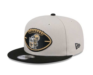 NFL New Orleans Saints New Era Cream Black 2024 Historic Sideline Side Patch 9FIFTY Snapback Hat 6047