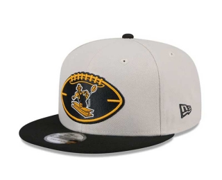 NFL Pittsburgh Steelers New Era Cream Black 2024 Historic Sideline Side Patch 9FIFTY Snapback Hat 6053