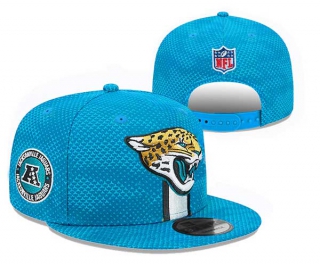 NFL Jacksonville Jaguars New Era Blue 2024 Sideline Side Patch 9FIFTY Snapback Hat 3003