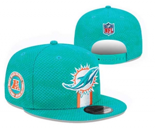 NFL Miami Dolphins New Era Aqua 2024 Sideline Side Patch 9FIFTY Snapback Hat 3014