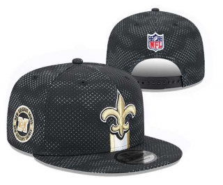 NFL New Orleans Saints New Era Black 2024 Sideline Side Patch 9FIFTY Snapback Hat 3044